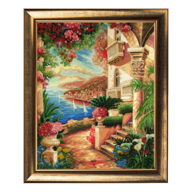 Bead DIY Embroidery Kit "Azur Coast" 13.4"x10.6"/ 34.0x27.0 cm