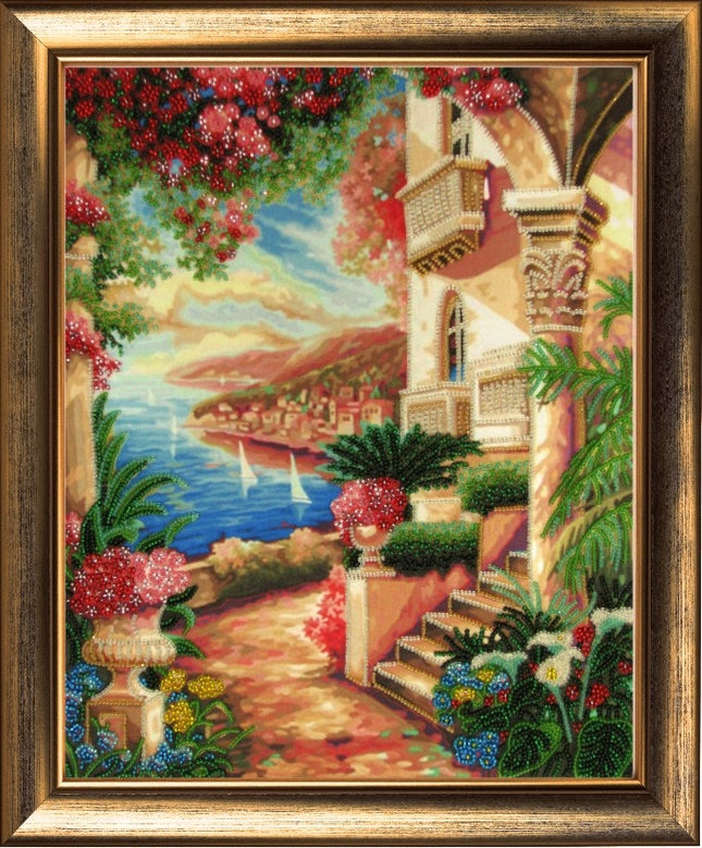 Bead DIY Embroidery Kit "Azur Coast" 13.4"x10.6"/ 34.0x27.0 cm