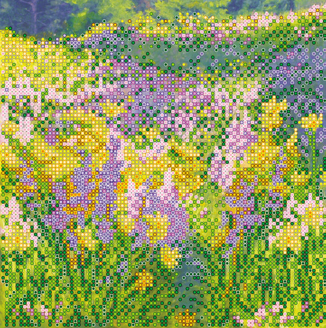 Canvas for bead embroidery "The solar field" 7.9"x7.9" / 20.0x20.0 cm