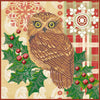 Canvas for bead embroidery "Owl and holly" 7.9"x7.9" / 20.0x20.0 cm