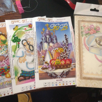 DIY Bead embroidery postcard kit "Easter – 8"
