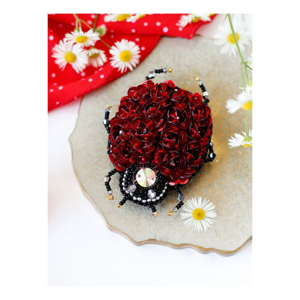 Beadwork kit for creating brooch "Ladybug"