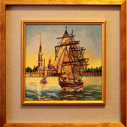 Canvas for bead embroidery "Frigate" 11.8"x11.8" / 30.0x30.0 cm