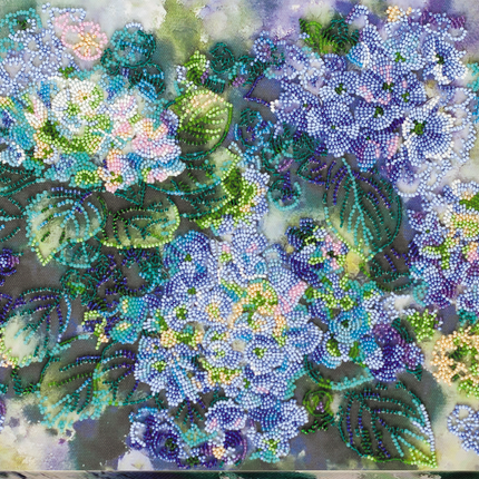 DIY Bead Embroidery Kit "Hydrangeas" 14.6"x10.6" / 37.0x27.0 cm