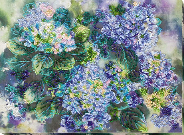 DIY Bead Embroidery Kit "Hydrangeas" 14.6"x10.6" / 37.0x27.0 cm