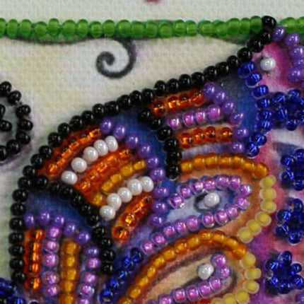 DIY Bead Embroidery Kit "Butterfly in flowers"  5.9"x5.9" / 15.0x15.0 cm