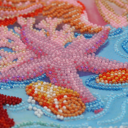 DIY Bead Embroidery Kit "Azure coast" 9.8"x13.8" / 25.0x35.0 cm