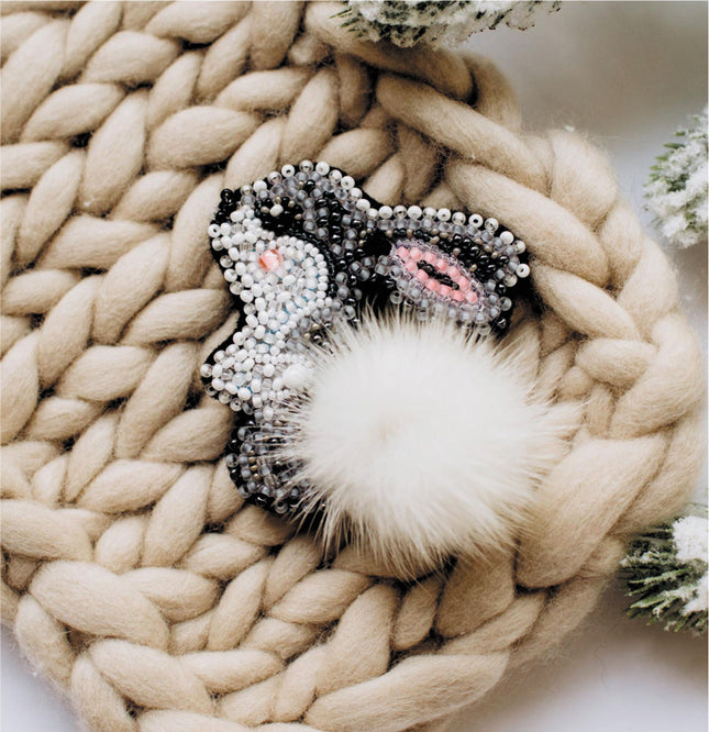 Beadwork kit for creating brooch "Bunny"