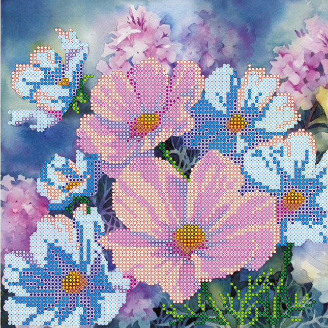 Canvas for bead embroidery "Flower extravaganza" 7.9"x7.9" / 20.0x20.0 cm