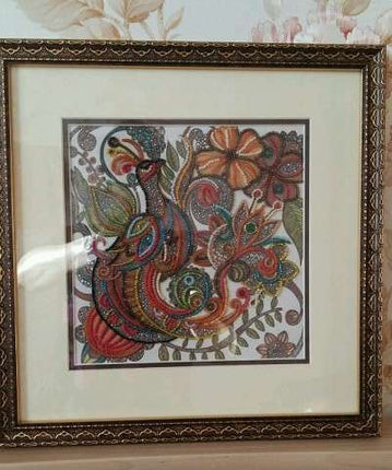 Canvas for bead embroidery "Fairy tale bird" 7.9"x7.9" / 20.0x20.0 cm