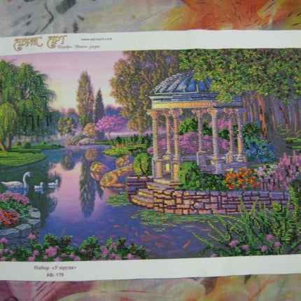 DIY Bead Embroidery Kit "By the pond" 31.5"x11.8" / 80.0x30.0 cm