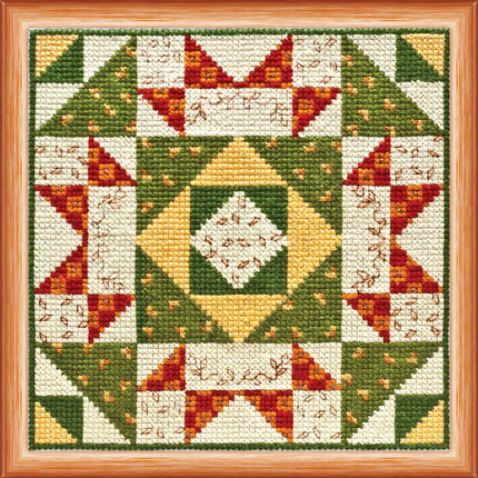 DIY Cross Stitch Kit "Quilt. Fall" 5.5"x5.5"