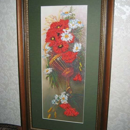 DIY Bead Embroidery Kit "Wild flowers" 6.7"x17.7" / 17.0x45.0 cm