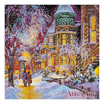 Canvas for bead embroidery "Winter in the city" 11.8"x11.8" / 30.0x30.0 cm