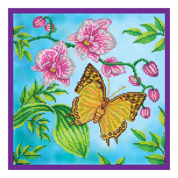 Canvas for bead embroidery "Monarch Butterfly" 11.8"x11.8" / 30.0x30.0 cm