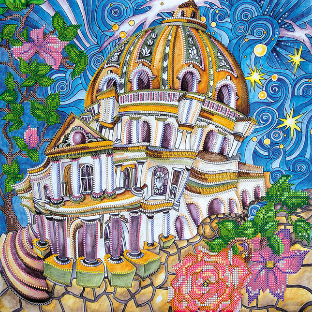 Canvas for bead embroidery "Мagical city" 11.8"x11.8" / 30.0x30.0 cm