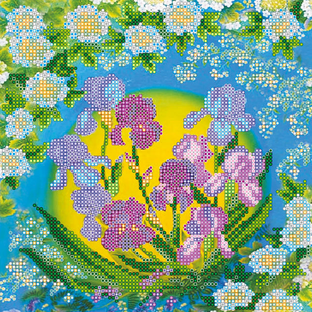 Canvas for bead embroidery "Tender fleur-de-luce" 7.9"x7.9" / 20.0x20.0 cm