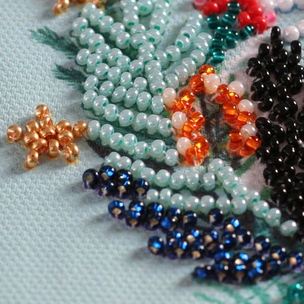 DIY Bead Embroidery Kit "Meow Christmas"  5.9"x5.9" / 15.0x15.0 cm