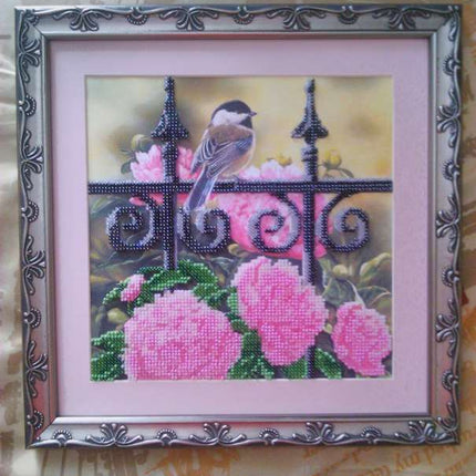 Canvas for bead embroidery "Titmouse" 7.9"x7.9" / 20.0x20.0 cm