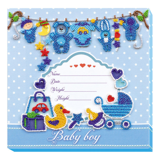 DIY Bead Embroidery Kit "Metric for a boy" 8.7"x8.7" / 22.0x22.0 cm