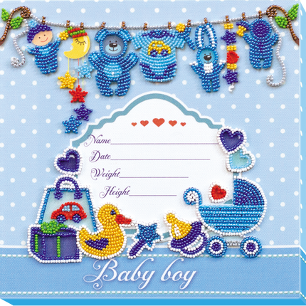 DIY Bead Embroidery Kit "Metric for a boy" 8.7"x8.7" / 22.0x22.0 cm