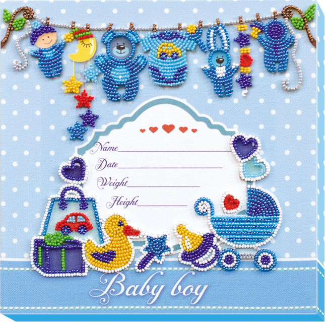 DIY Bead Embroidery Kit "Metric for a boy" 8.7"x8.7" / 22.0x22.0 cm