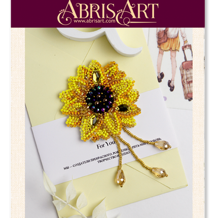 Beadwork kit for creating brooch "Little sun"