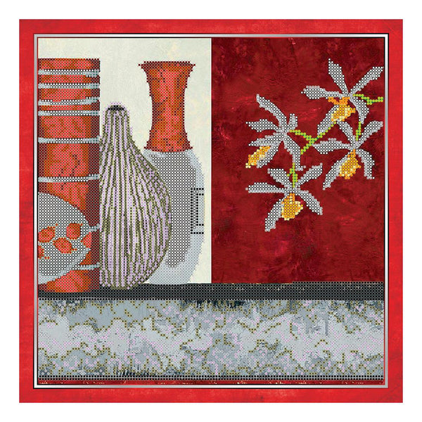 Canvas for bead embroidery "Rosso" 11.8"x11.8" / 30.0x30.0 cm