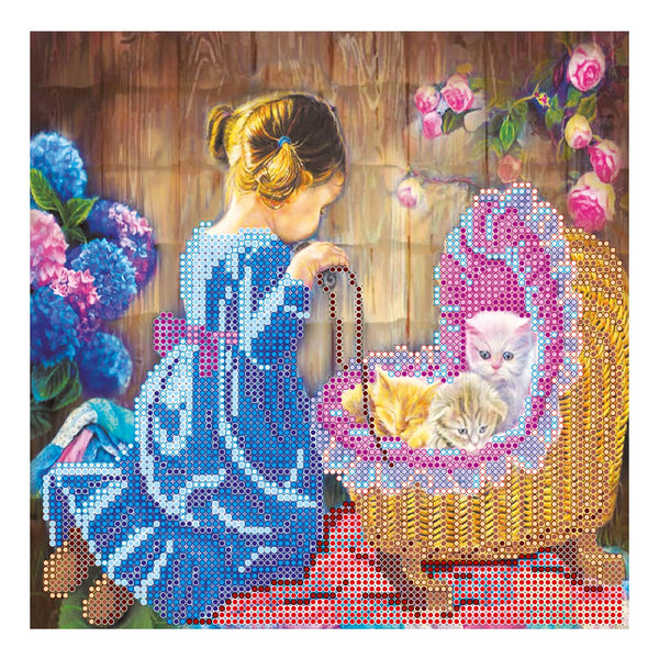 Canvas for bead embroidery "Little mom" 7.9"x7.9" / 20.0x20.0 cm