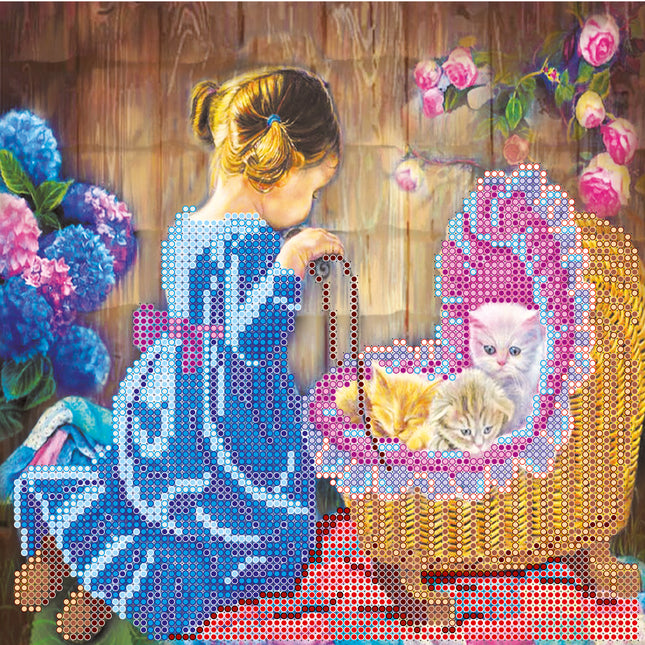 Canvas for bead embroidery "Little mom" 7.9"x7.9" / 20.0x20.0 cm
