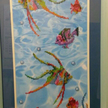 DIY Bead Embroidery Kit "Fish – 3" 9.1"x18.9" / 23.0x48.0 cm