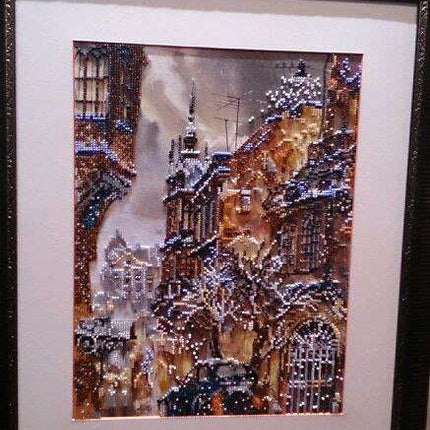 DIY Bead Embroidery Kit "December snowing" 10.2"x13.8" / 26.0x35.0 cm
