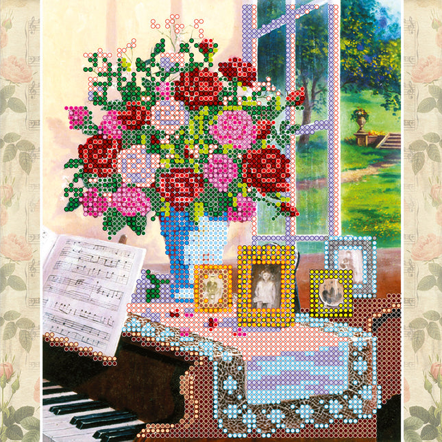 Canvas for bead embroidery "Polonaise" 7.9"x7.9" / 20.0x20.0 cm