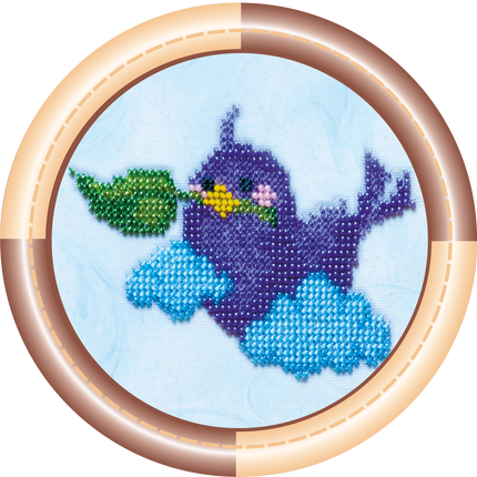 DIY Bead Embroidery Kit "Bird"  5.5"x5.5" / 14.0x14.0 cm