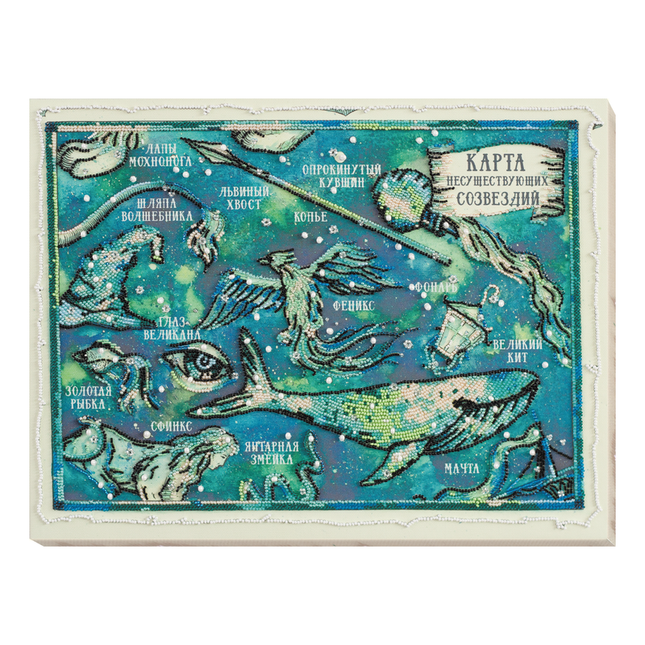 DIY Bead Embroidery Kit "Non-existent constellation map" 15.7"x12.2" / 40.0x31.0 cm