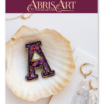 Beadwork kit for creating brooch "Letter "A""