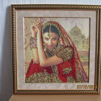 Canvas for bead embroidery "Flowers of India" 11.8"x11.8" / 30.0x30.0 cm