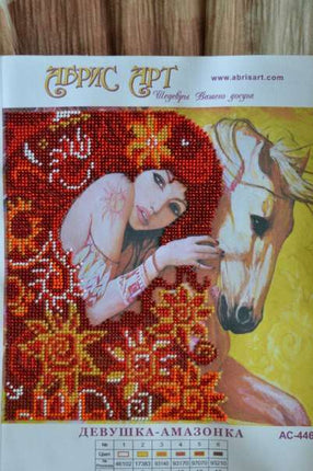 Canvas for bead embroidery "Amazon girl" 7.9"x7.9" / 20.0x20.0 cm