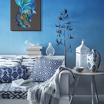 DIY Bead Embroidery Kit "Blue gold" 10.6"x15.4" / 27.0x39.0 cm