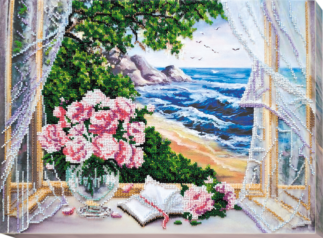 DIY Bead Embroidery Kit "Sea view" 15.9"x11.8" / 40.5x30.0 cm