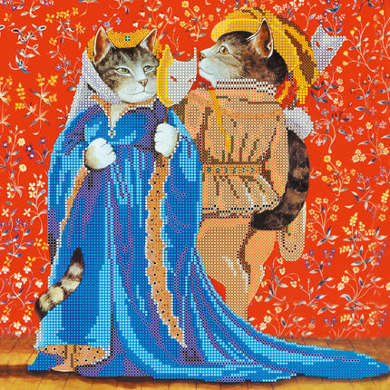Canvas for bead embroidery "Мasquerade cats" 11.8"x11.8" / 30.0x30.0 cm