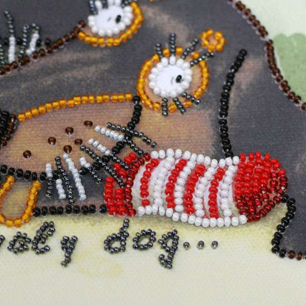 DIY Bead Embroidery Kit "Cute naughty" 14.2"x5.9" / 36.0x15.0 cm