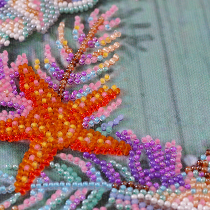 DIY Bead Embroidery Kit "Wreath of shells" 8.7"x11.8" / 22.0x30.0 cm