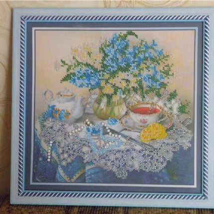 DIY Bead Embroidery Kit "Forget-me-nots" 10.2"x9.8" / 26.0x25.0 cm