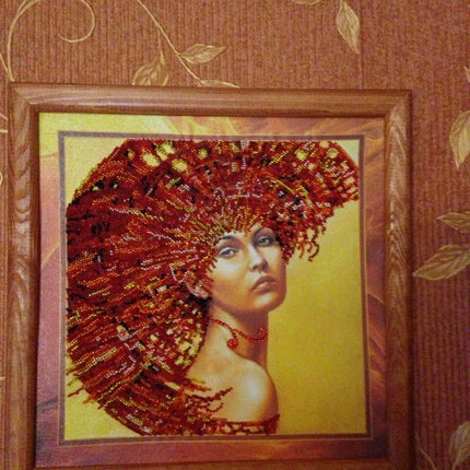 DIY Bead Embroidery Kit "The Four Elements – Fire" 12.6"x12.6" / 32.0x32.0 cm