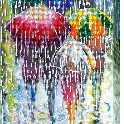 DIY Bead Embroidery Kit "Cheerful umbrellas" 7.9"x15.7" / 20.0x40.0 cm