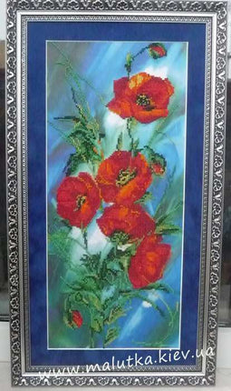 DIY Bead Embroidery Kit "Poppy dawn" 7.9"x17.7" / 20.0x45.0 cm