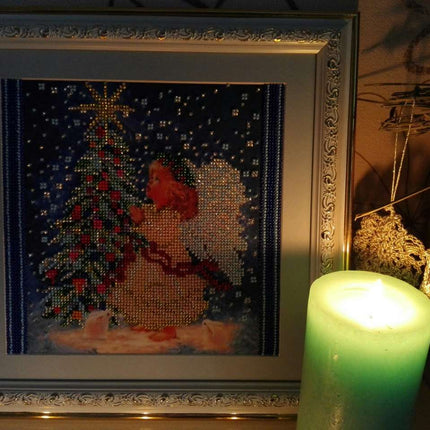 Canvas for bead embroidery "The Christmas Star" 7.9"x7.9" / 20.0x20.0 cm