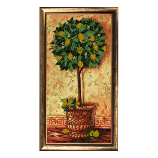 DIY Bead Embroidery Kit "Lemon Tree" 15.0"x7.5" / 38.0x19.0 cm