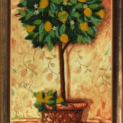 DIY Bead Embroidery Kit "Lemon Tree" 15.0"x7.5" / 38.0x19.0 cm